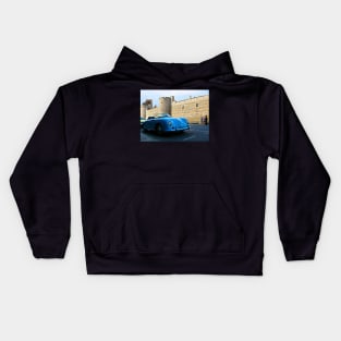 Beautiful blue vintage car near Windsor Castle Kids Hoodie